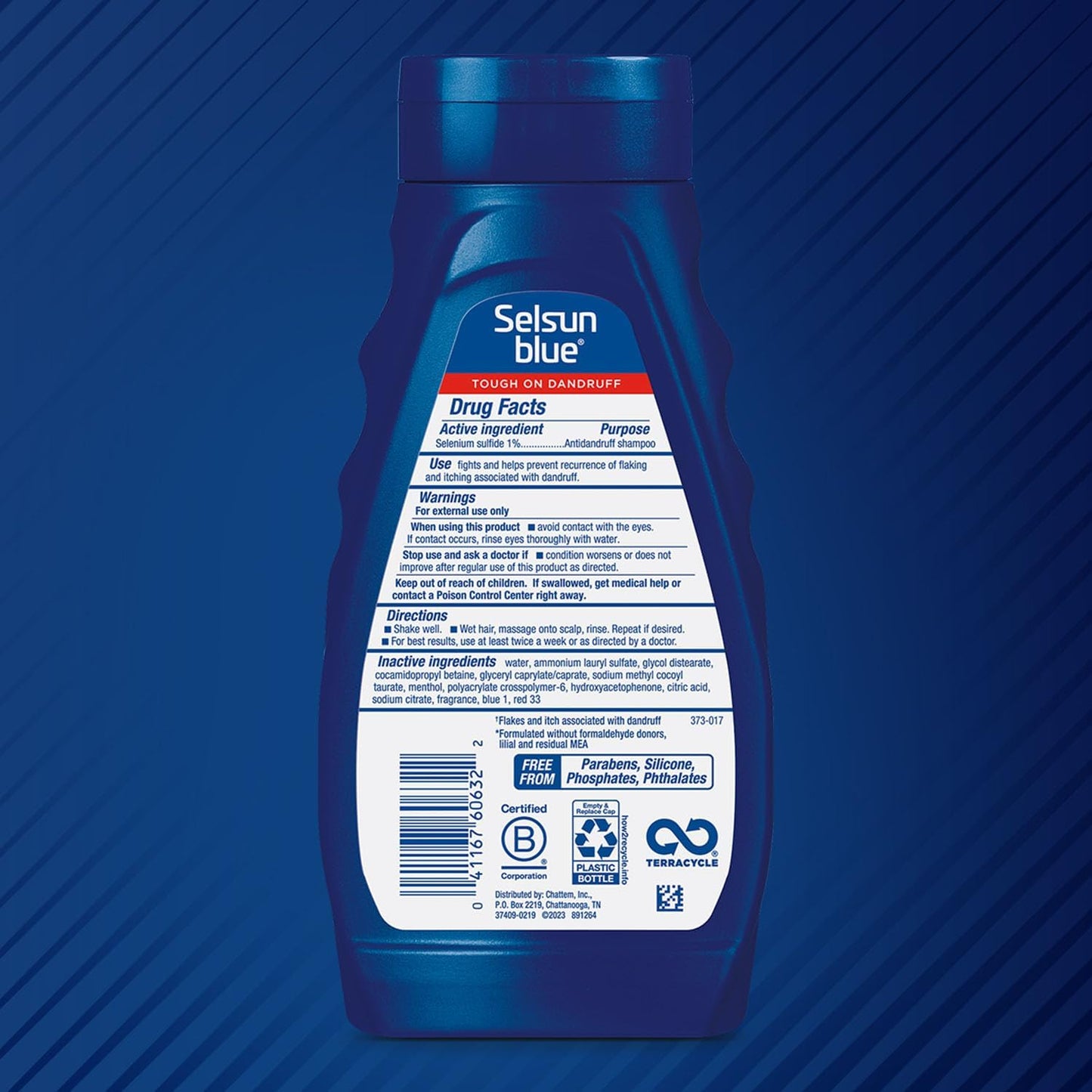 Selsun Blue Medicated Anti-dandruff Shampoo with Menthol, 11 fl. oz., Maximum Strength, Selenium Sulfide 1% (Pack of 3)