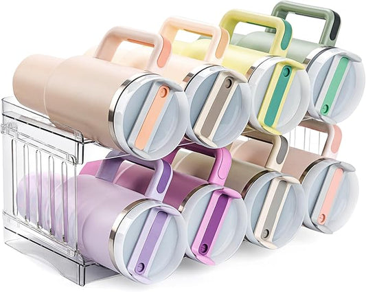 Stanley Large Tumbler Organizer - Stackable Water Bottle Storage for 8 Cups, Fits 20/30/40 oz, Kitchen and Fridge Organizer