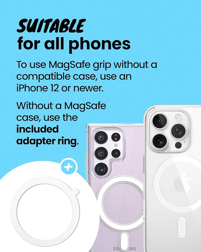 On The Grip 3 in 1 Magnetic Umbrella Sunshade Collapsible Expandable Phone Grip & Stand - Elegant Magsafe Compatible Phone Holder for Secure Grip and Hands-Free Viewing (Sky Blue)