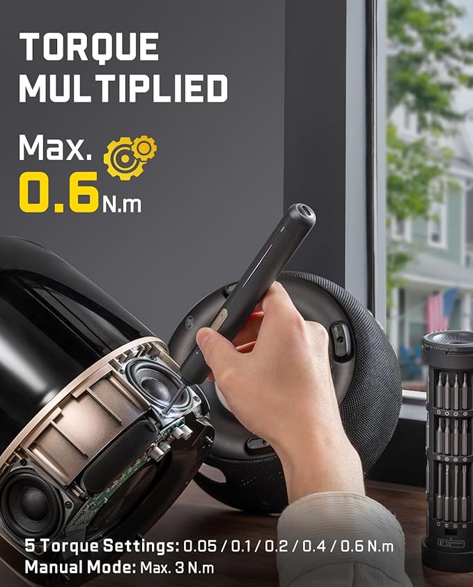 Fanttik E2 Ultra Electric Screwdriver, 0.6N.m Mini Screwdriver Set, 50 Magnetic Bits, 5/32'' Precision Screwdriver for Laptop, PC, Phone, 3D Printer, RC Cars, Electronics Repair Tools for Dad (Grey)