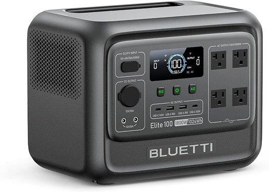 BLUETTI Elite 100 V2 Portable Power Station, 1024Wh LFP Battery Backup w/ 4 1800W AC Ports (3600W Surge), 35% Smaller, Fast Charge and UPS Solar Generator for Camping, Road Trip, Outages, Home Backup