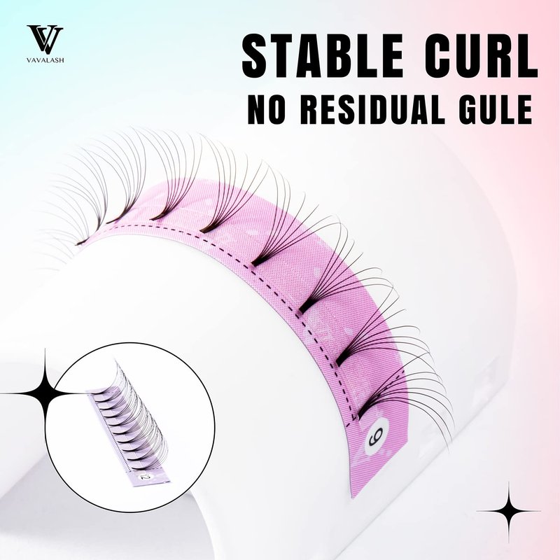 Eyelash Extensions 3D 4D 5D 6D 7D 10D Thickness 0.05/0.07/0.1 C/D Curl Eyelashes Short Stem heat bonded Premade Fans Russian Volume Pre-fanned Lash Extensions Supplies (7D-0.07-D-8-15mm)