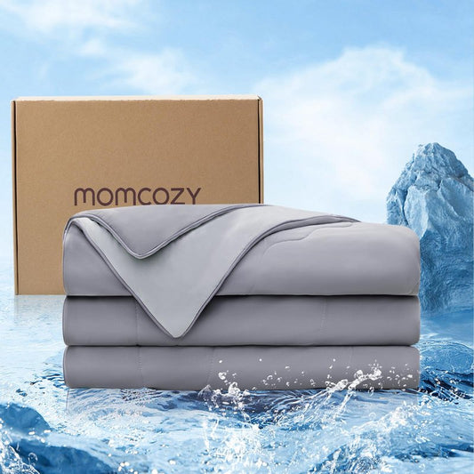 Momcozy Life CoolMurm Cooling Comforter for Hot Sleepers, King/Cali King 106"x90" Soft Breathable Pregnancy Cooling Blanket, 3-Second Cooling, 8 Hours+ Stay Cool All Night, Deep Light Grey