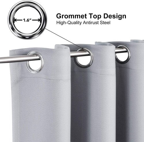 ChrisDowa Small Window Curtains - Grommet Thermal Insulated Room Darkening Panels, Light Grey (52 x 36 Inch)