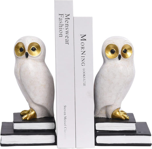 Skiennix Owl Decorative Bookends - Unique Bronze Bird Book Holders with Anti-Slip Base | Luxurious Kids Room Decor