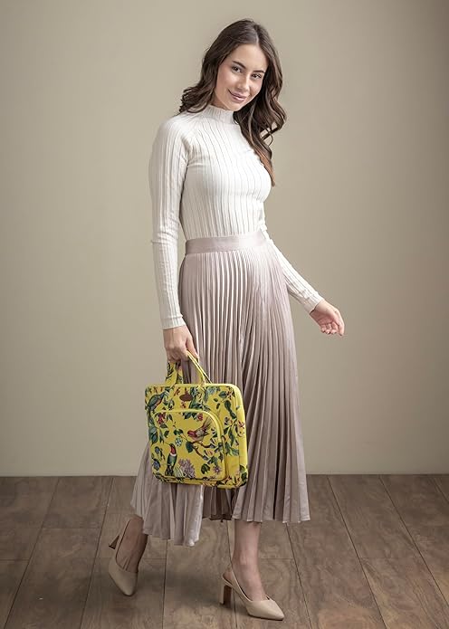 Maison d'Hermine Laptop Bag with Pocket Upto 13.5 inch Stain and Water Repellent Cotton Canvas Spring Summer (Eden - Yellow)