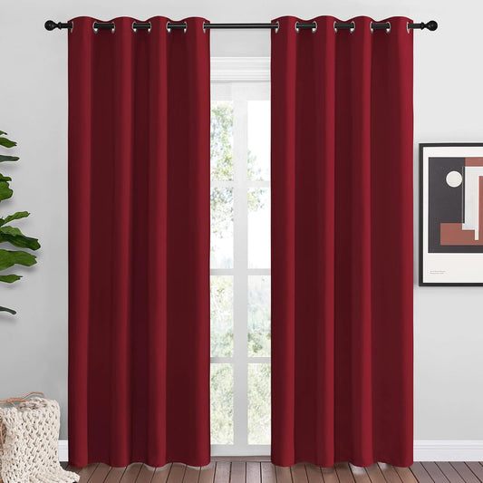 NICETOWN Burgundy Blackout Curtains - Thermal Insulated Grommet Drapes for Living Room | 55 x 86 Inches (1 Pair)