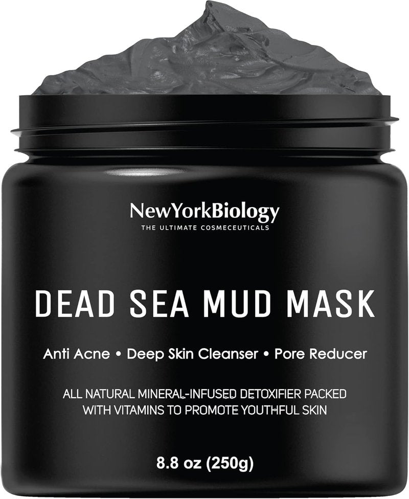Dead Sea Mud Mask for Face & Body - Spa Quality Pore Reducer | 8.8oz with 3 Applicator Brushes for Acne & Oily Skin