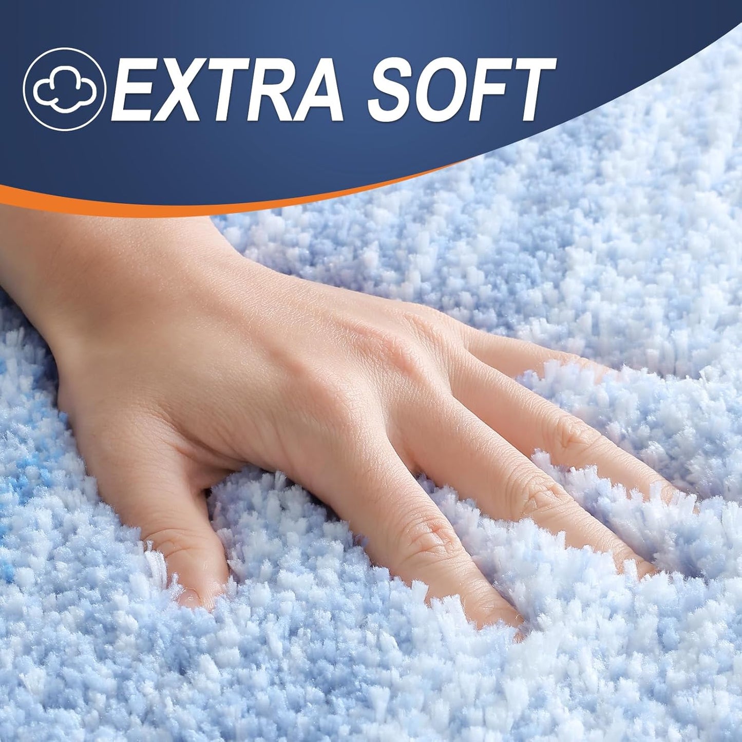 OLANLY Bathroom Runner Rug - Extra Soft Microfiber Mat with Rubber Backing | Quick Dry, Washable, 47x20, Light Blue