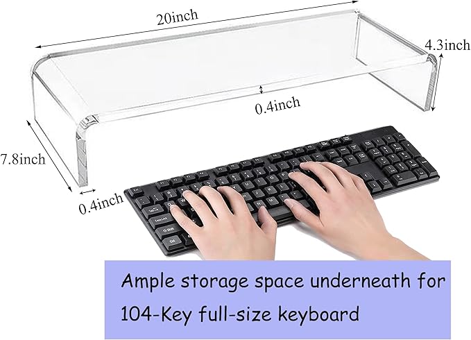 ZEAYIFA Clear Acrylic Monitor Stand,Keyboard Cover Protector Anti-Cat Prevent Cats from Touching Keyboard,Stand for Laptop, 1525-001