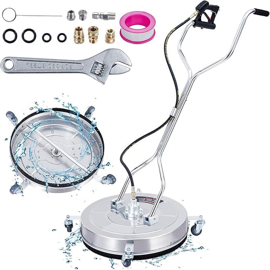 Towallmark 24" Pressure Washer Surface Cleaner with Dual Handle, 4 Wheels, 3/8" Quick Connect, 2 Replacement Nozzles, Stainless Steel Power Washer Surface Cleaner for Driveway Sidewalk Patio 4000 PSI