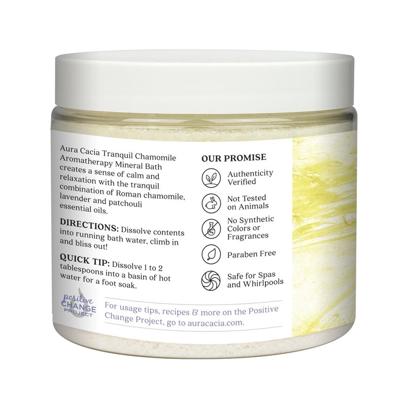 Aura Cacia Aromatherapy Mineral Bath, Tranquil Chamomile, Mineral Bath Salts with Pure Essential Oils for a Soothing and Rejuvenating Foot and Body Soak | 16 Ounce (Pack of 2)