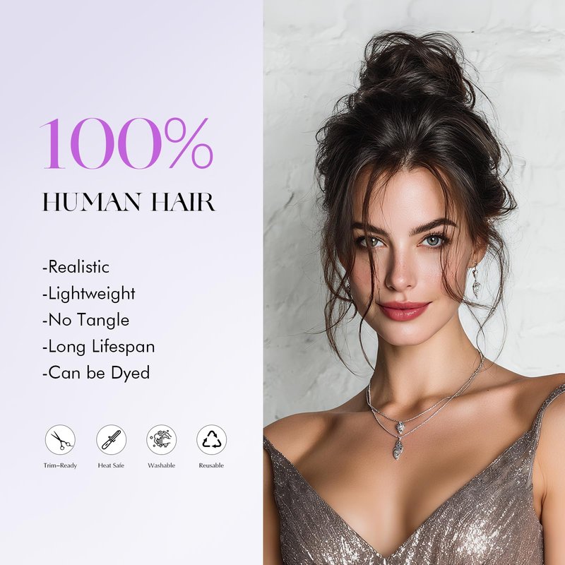 SOFEIYAN Human Hair Bun 100% Real Human Hair 16g Messy Bun Natural Tousled Stretchy Fluffy Donut Updo Elegant Chignon with Elastic Rubber Band Fake Bun Hair Piece for Women - Brown Mixed Light Blonde