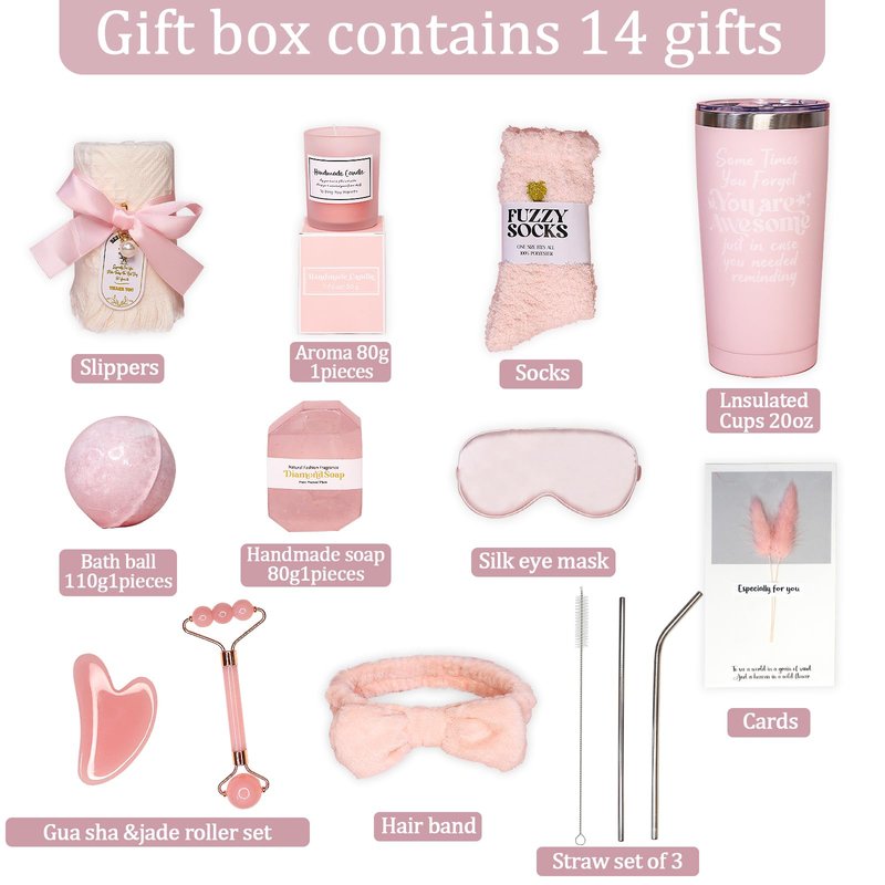 Birthday Gifts for Women, Self Care Gifts, Get Well Soon Gift Baskets for Women, Relaxing Spa Gift Basket Set, Unique Gifts for Friends, Mom, Coworker, Wife, Care Set for Mother's Day, Christmas