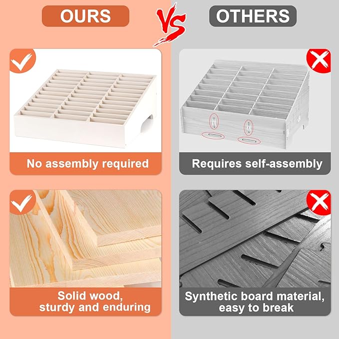 Lzttyee Wooden 36-Grid Cell Phones Storage Box Desktop Mobile Phone Holder Organizer for Office School Classroom (36-Grid White)