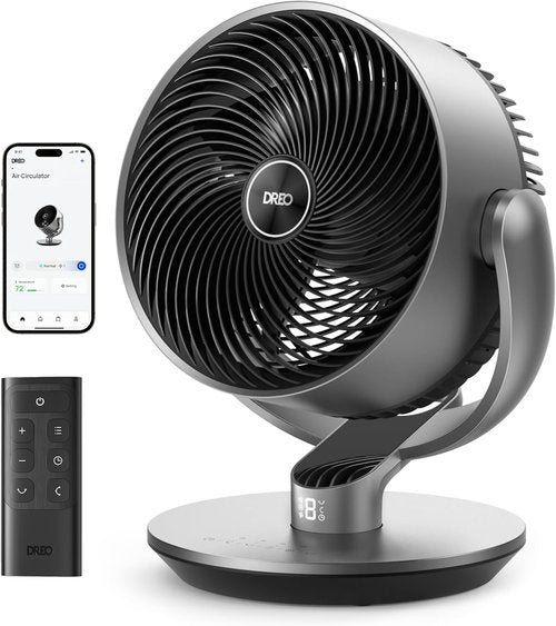Dreo 16 Inch Quiet Smart Fan - 25dB DC Oscillating Fan with Remote | 6 Modes, 9 Speeds, Silver