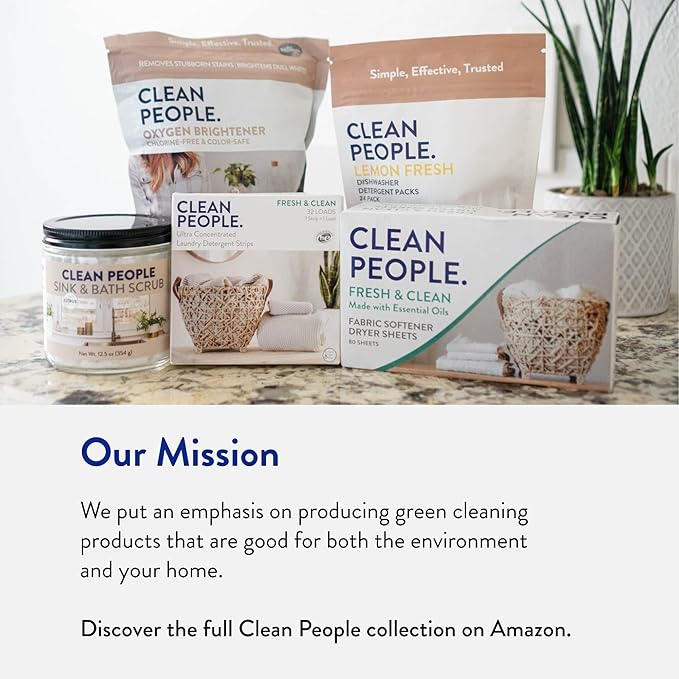 Clean People Laundry Detergent Sheets- Recyclable Packaging, Hypoallergenic, Stain Fighting, Works with All Machines including HE (384 Count, Fresh Scent)