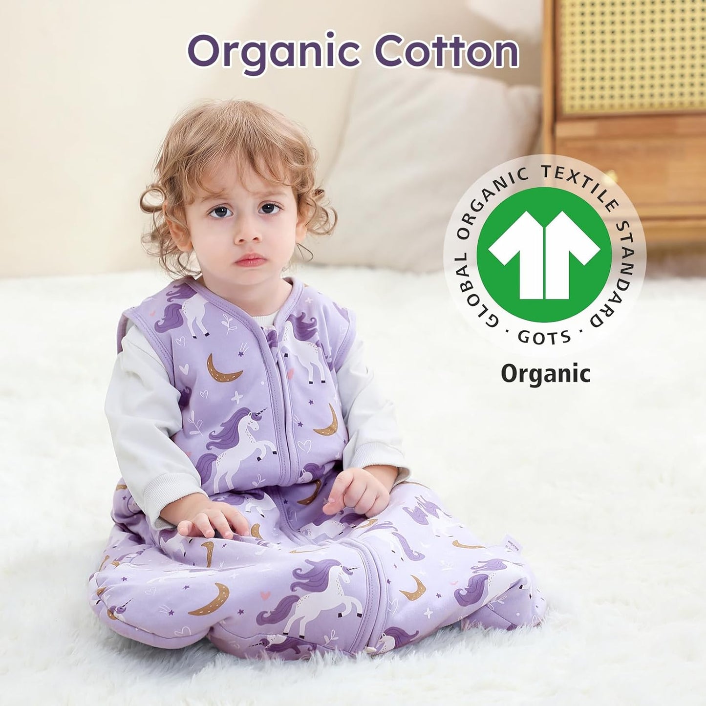 Yoofoss Baby Sleep Sack - 0-6 Months TOG 2.5 Wearable Blanket | 100% Organic Cotton, Soft & Warm