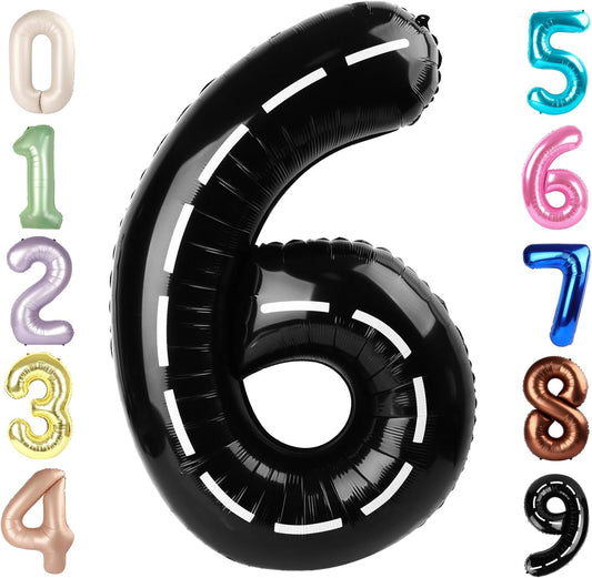 Number 6 Balloon - 40 Inch Black Birthday Decoration for 6th Birthday Celebrations