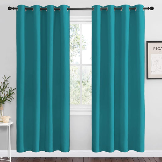 NICETOWN Blackout Curtains - Thermal Insulated Room Darkening Panels | 78 Inch Length, Peacock Teal, 2 Pieces