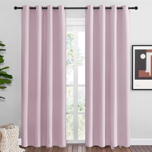 NICETOWN Baby Pink Blackout Curtains - Thermal Insulated 86-Inch Drapes for Large Windows | 2 Panels, 55" Wide