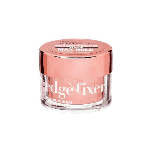 Kiss Colors & Care Maximum Hold Edge Fixer Gel for Curly Hair, Sweet Peach Scent, 1.01 Fl oz/30 ml, Infused with Biotin B7, 24hr Edge Control & Flyaway Hair Tamer, Non-Flaking, Non-Greasy Styling Gel