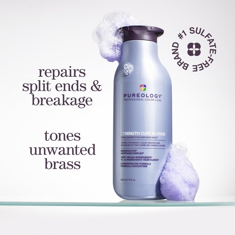 Pureology Strength Cure Blonde Purple Shampoo for Blonde & Lightened Color-Treated Hair, 1.7 Fl Oz