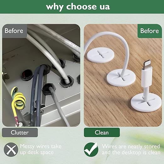 EASYEAH 20Pcs Desk Grommet, 3/4" (20mm) White Silicone Cord Hole Cover, Flexible Rubber Wire Grommets, Wall Grommets for Cables Management, Table, Countertop, Cabinets and Furnitures Wire Organizer