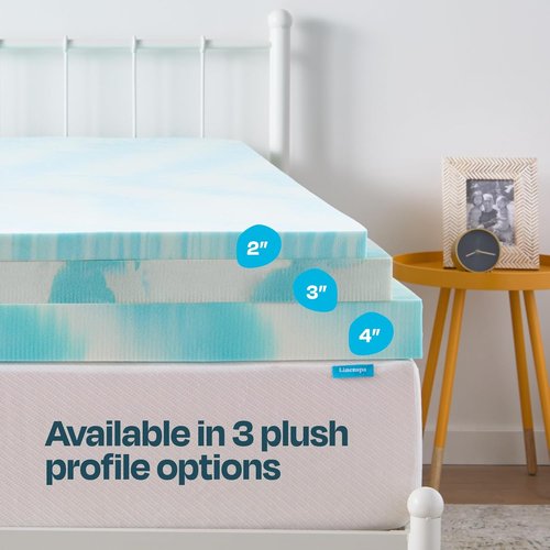 Linenspa 4 Inch Gel Memory Foam Mattress Topper - Twin Size, Cooling & Ventilated - Pressure Relief, CertiPUR Certified