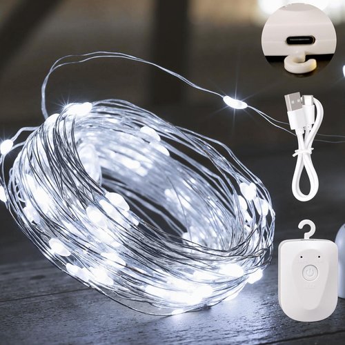 DomeStar Fairy Lights - 32FT Battery Operated, Waterproof, Rechargeable with Timer | 8 Modes for Indoor Decor