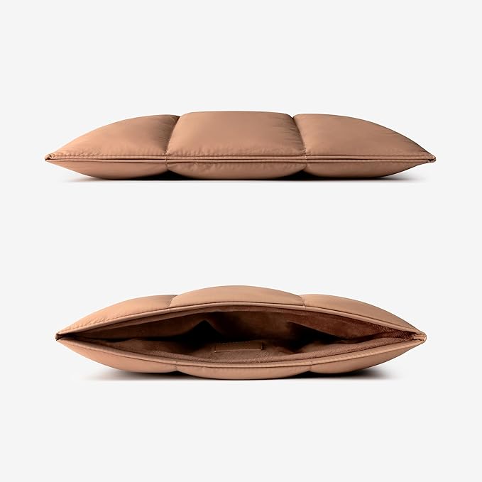 Comfyable Puffy Laptop Sleeve 13 Inch 14 Inch, Quilted Puffer Laptop Carrying Case for Women, Pillow Case Compatible with MacBook Air/Pro M5 M4 M3 M2 Pro/Max 2026, 13" MacBook Neo A18, Brown