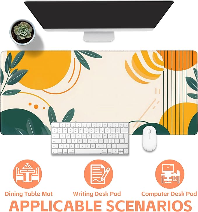 NIYLYNSYN Mouse Pad Large Abstract Shapes and Lines Non-Slip Game Desk Mat with Stitched Edge Laptop Keyboard Desk Pad for Work Home Gaming (35.4 x 15.7 Inches)