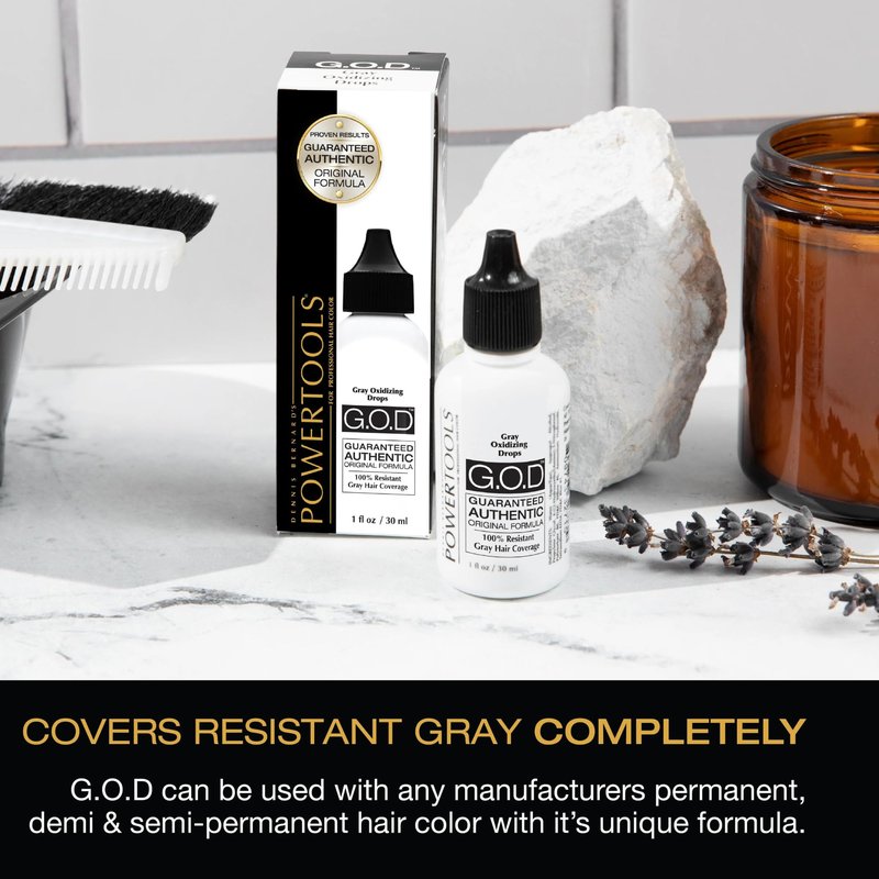 GOD, The Original Gray Oxidizing Drops | Guaranteed Authentic Original Formula l Mix Directly Into Formula For Guaranteed Grey Coverage (1 Fl Oz (Pack of 2))