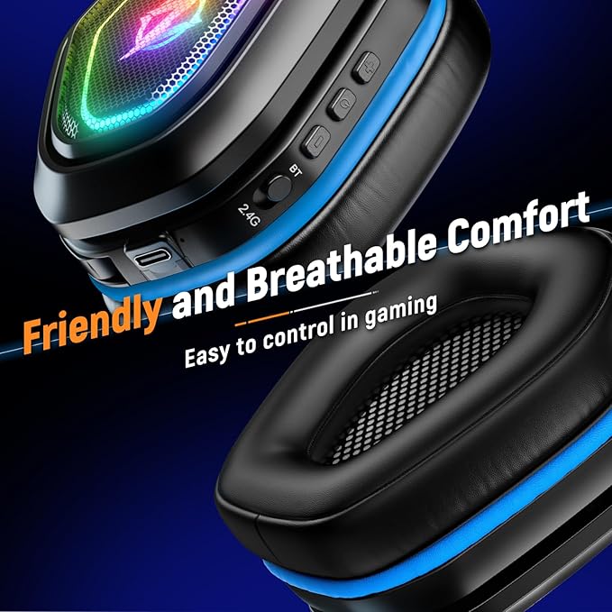 Ozeino Wireless Gaming Headset for PC, Ps5, Ps4 with Flip Microphone