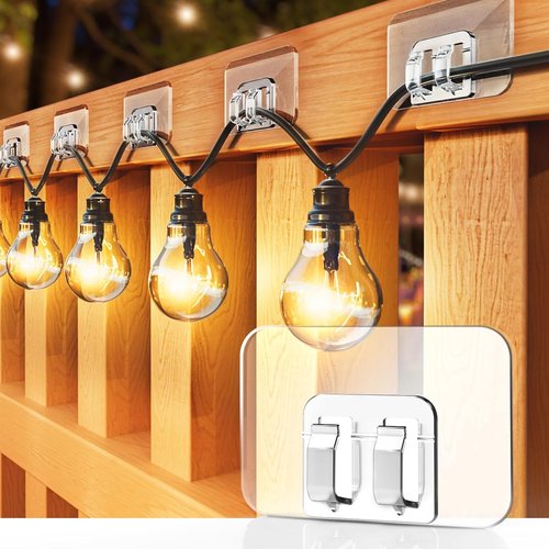 Hooks for Outdoor String Lights by [Brand Name] - 100 Pack with Adhesive Strips | No Damage, Waterproof & UV-Resistant