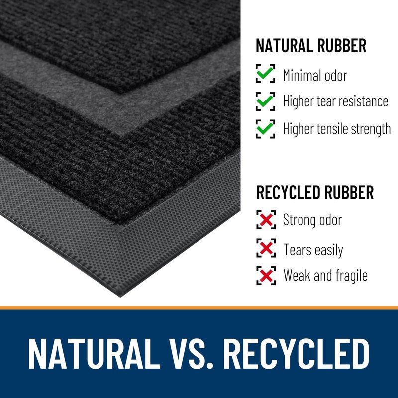 OLANLY Half Circle Door Mat Indoor Outdoor Entrance Welcome, Waterproof All-Season, All-Weather Doormat, Sturdy Natural Rubber, Low Profile, Easy Clean Patio Porch Entryway Mat, 29.5x17, Black