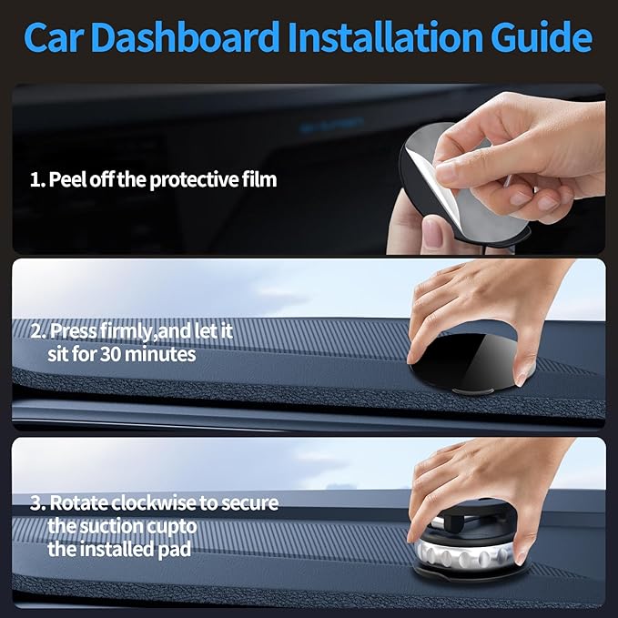BomSaluka Vacuum Suction Magnetic Phone Holder, 2025 Upgraded Foldable Retractable Magnet Suction Cup Phone Mount for Car, 360° Adjustable Magnetic Phone Stand for Cars/Gyms/Mirrors/Smooth Surface