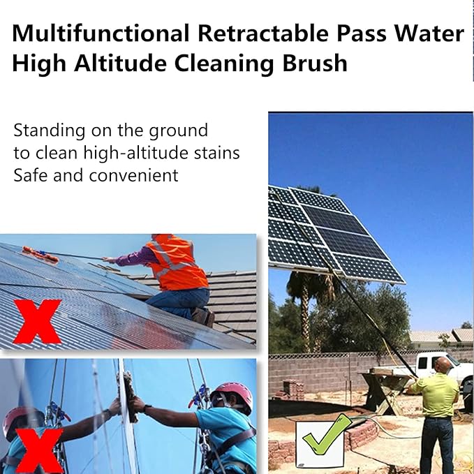Telescopic Cleaning Brush, Multi-Purpose Water Spray Brush, Solar Panel Cleaning Equipment, Telescopic Hydrocleaner, 3.6m-10.8m, Roof Cleaning Tools Window Cleaner Kit,12ft/3.6m-35cmBrushhead