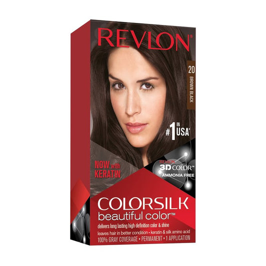 Revlon ColorSilk Hair Color, 20 Brown Black 1 ea (Pack of 9)