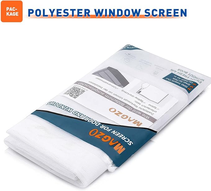 MAGZO Window Screen Replacement Mesh 48"W x 99"L - Pet Resistant Premium & Durable Polyester Screen Door Mesh, Allows Fresh Air in, DIY Repair Kit Includes Tool for Sliding Doors,Windows,Patio, White