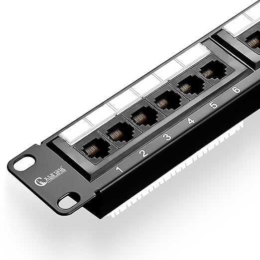 NewYork Cables 24 Port Cat6 Patch Panel, 10Gb Ethernet, 1U 19-Inch Rack or Wall Mount, UTP Network Patch Panel, Heavy-Duty Steel, Color-Coded T568A/B, 110/Krone Compatible, Black