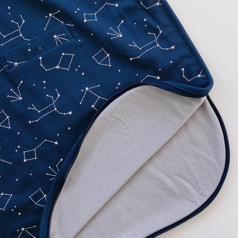Woolino Ultimate Baby Sleep Sack – 4 Season Merino Wool Sleeping Bag, Organic Cotton Outer, Temp Regulating Blanket, Adjustable Sleep Sack Universal Size 2–24 Months - Night Sky