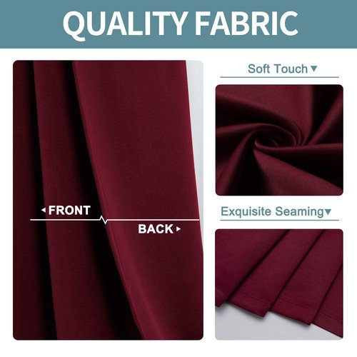 ChrisDowa Small Window Curtains for Kitchen and Bedroom - Grommet Short Thermal Insulated Room Darkening Curtains (2 Panels, Burgundy Red, 36 x 24 Inch)