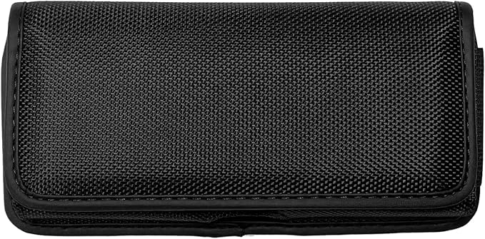 Eaglecell Nylon Cellphone Holster for Samsung Galaxy A32 A33 A53 A54, S22+, S23 FE, iPhone 11 Pro Max, XS Max, TCL ION X ION V - Horizontal Case Canvas Waist Carrying Pouch with Belt Clip/Loops, Black