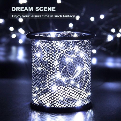 CYLAPEX Fairy String Lights - 6 Pack Cool White LED Firefly Lights | 3.3ft Silvery Copper Wire for Christmas & Party Decor