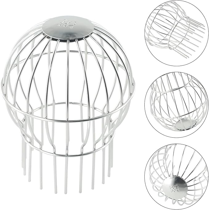 1PCS 304 Stainless Steel Gutter Guard, Outdoor Roof Anti-Blocking Line Cap Round Floor Net Cover Drainage Floor Line Leak Gutter Cleaning Tool, Mesh Guard Flexible Leaf Catcher(110MM)