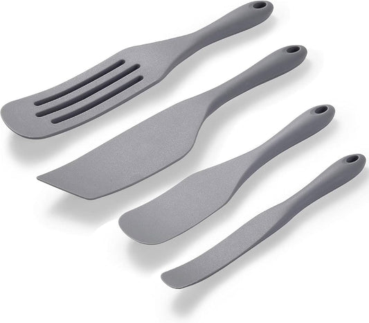 Tongjude Silicone Spurtle Set - Heat Resistant Cooking Utensils for Nonstick Cookware | 4-Piece Set