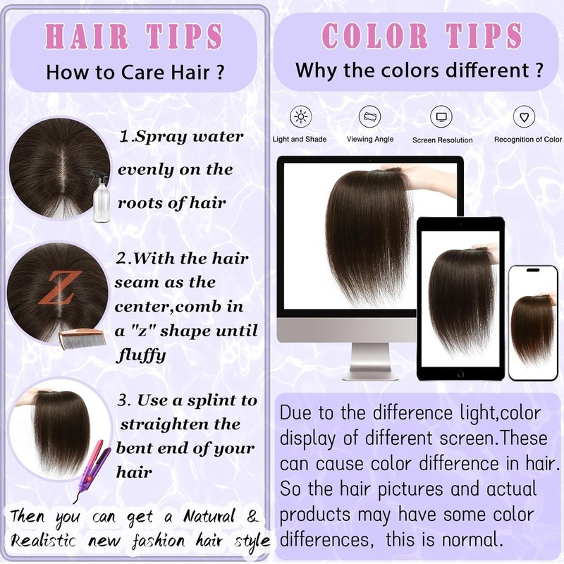 Hair Toppers for Women, 20 Inch Hand Tied Breathable Toppers Hairpieces for Women with Thinning Crown Middle Part Bangs Mix Human Hair Wavy Curly Lightweight Wiglets (Ombre Dark Root to Blonde)