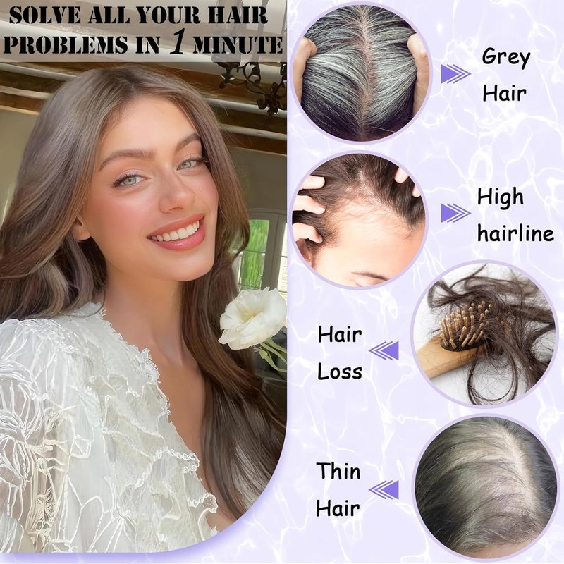 Hair Toppers for Women, 20 Inch Hand Tied Breathable Toppers Hairpieces for Women with Thinning Crown Middle Part Bangs Mix Human Hair Wavy Curly Lightweight Wiglets (Ombre Dark Root to Blonde)
