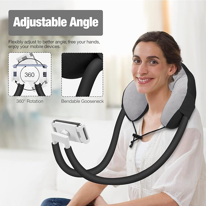 MoKo Neck Phone Holder, Lazy Gooseneck Phone Pillow Holder Bracket, 360°Rotate Phone Tablet Stand for 5.5-11" Device, fits iPhone 17/17 Air/17 Pro/17 Pro Max, iPhone 16/Pro/Pro Max/Plus, iPhone 15/Pro